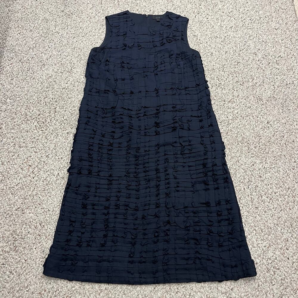 COS Sleeveless Textured Shift Dress EUR 38 US 8-10 Navy Blue Classic Casual